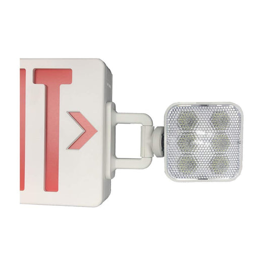 Emergency Light Exit Sign Combo with Battery Backup, 2 LED Adjustable Heads