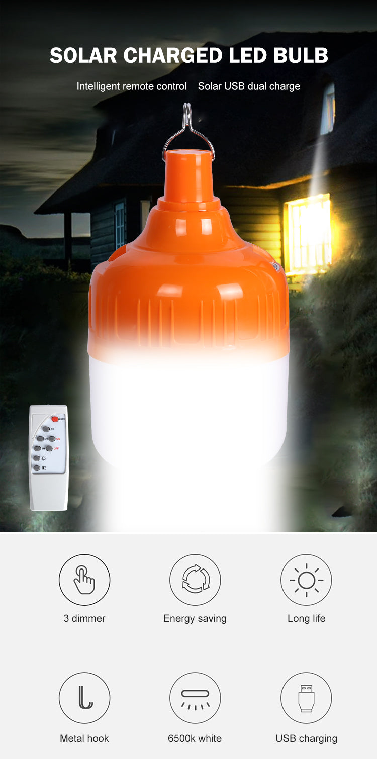 Load image into Gallery viewer, 30watt LED Solar Bulb Chargeable with Remote Control #768121026960
