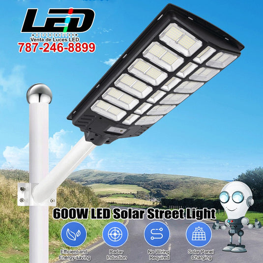 Solar LED Street Lamp With Motion Sensor & Remote - 3-Head Adjustable Spotlight, IP65 Waterproof, 2600 Lumens