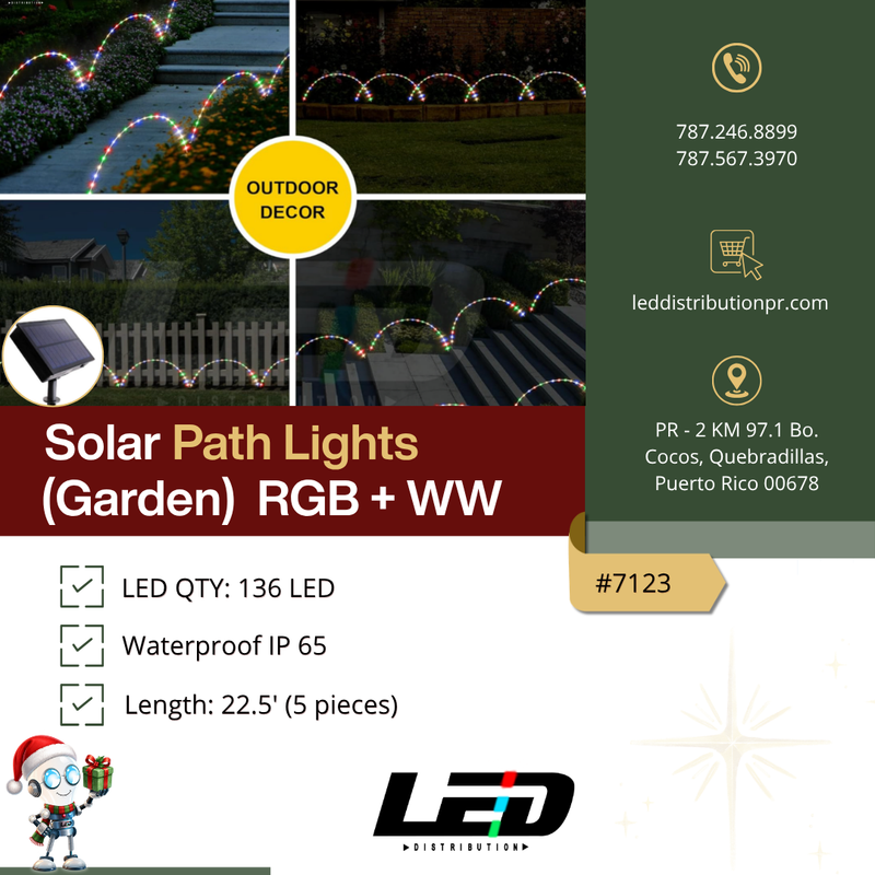 Load image into Gallery viewer, LED Solar Path Lights RGB + WW 22.5 ft. (5 pieces) #7123
