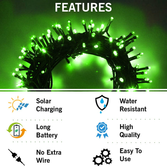 LED Solar String 200LED Green