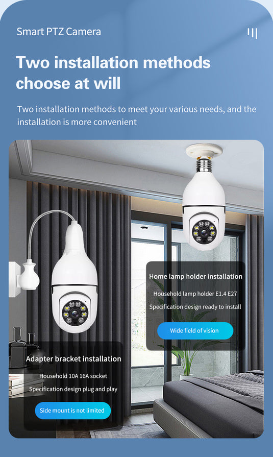 Light Bulb Security Camera 360°Panoramic Surveillance HD 1080P Security Camera