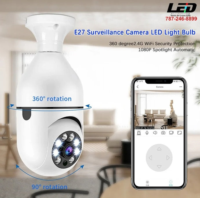 Light Bulb Security Camera 360°Panoramic Surveillance HD 1080P Security Camera #6835