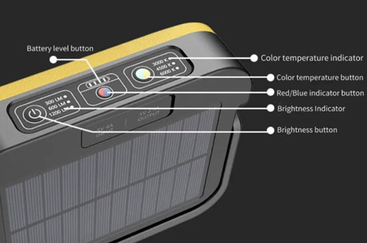 Outdoor Portable Solar Emergency Lamp USB Rechargeable Yellow 1200LM