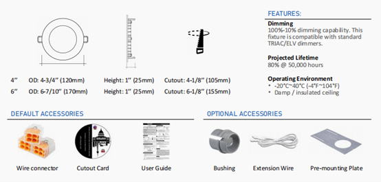 Load image into Gallery viewer, 4-inch 5CCT LED Recessed Lights With Night light, 2700K/3000K/3500K/4000K/5000K Dimmable Nominal IC with Junction Box, 9W 12watt
