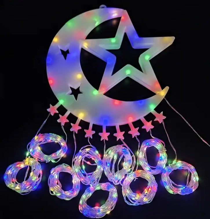 Load image into Gallery viewer, LED Moon Waterfall Solar LED RGB Strip Christmas Holiday #6952
