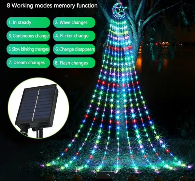 Load image into Gallery viewer, LED Moon Waterfall Solar LED RGB Strip Christmas Holiday #6952
