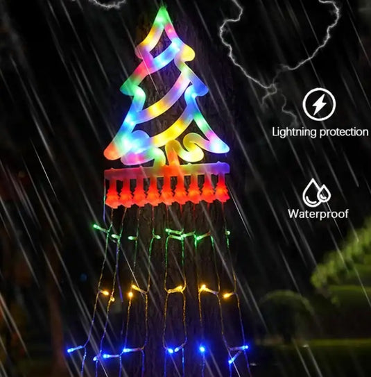 Christmas Tree Waterfall Lights Solar LED Strip