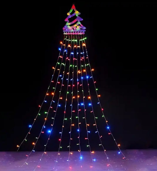 Christmas Tree Waterfall Lights Solar LED Strip