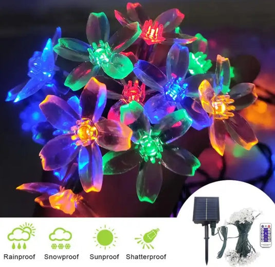 Flower Solar Led String Light Christmas RGB 60LED