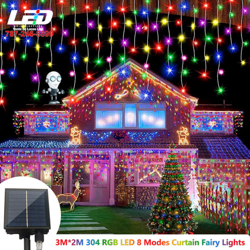 304 LED RGB Solar Xmax Icicle Light 23' FT #6965