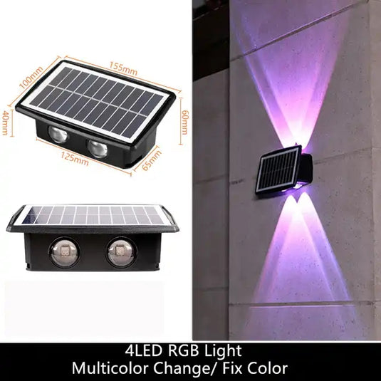 RGB Multi-Color Solar Outdoor Wall Light 6LED