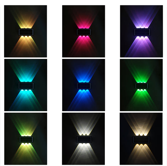 RGB Multi-Color Solar Outdoor Wall Light 6LED #7005