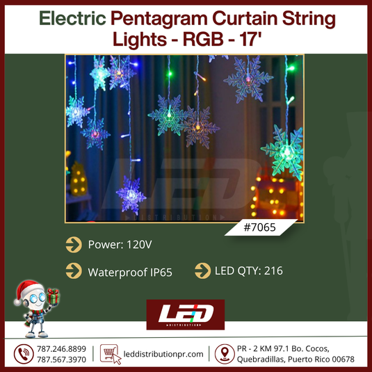 ELECTRIC PENTAGRAM 17’ft CURTAIN RGB STRING LIGHTS (MULTI-COLOR) #7065