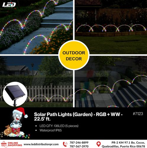 LED Solar Path Lights RGB + WW 22.5 ft. (5 pieces) #7123