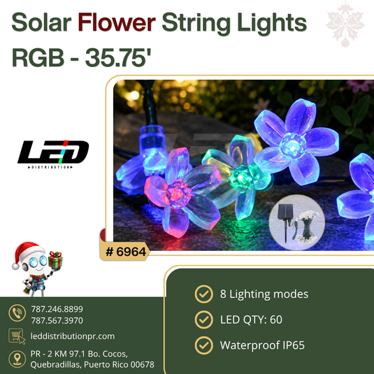 Flower Solar Led String Light Christmas RGB 60LED