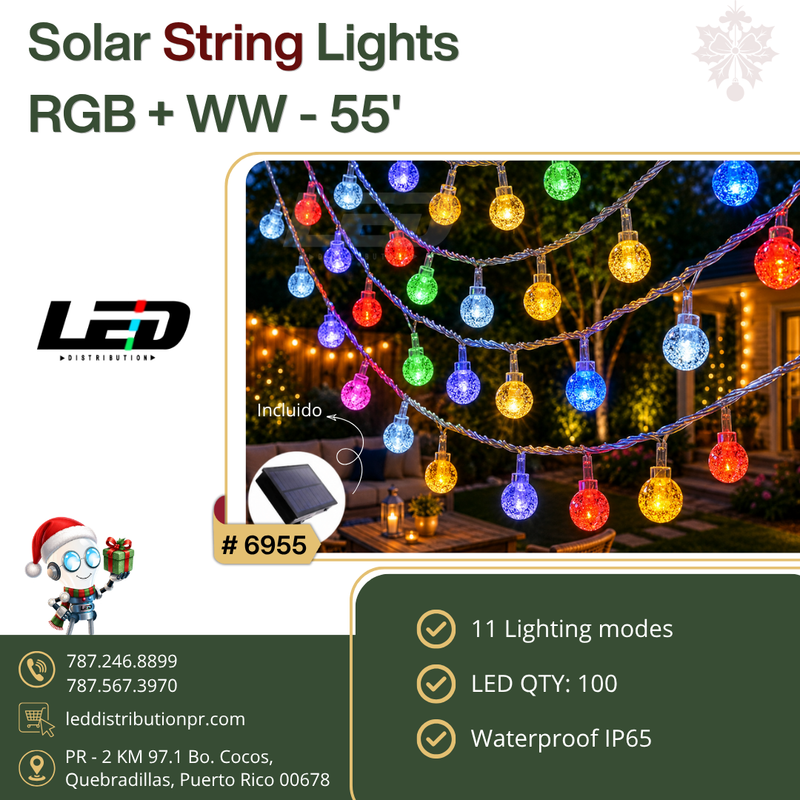 Load image into Gallery viewer, LED Outdoor 100LED Solar String Light RGB Multi-Color + Warm White 55' ft #6955
