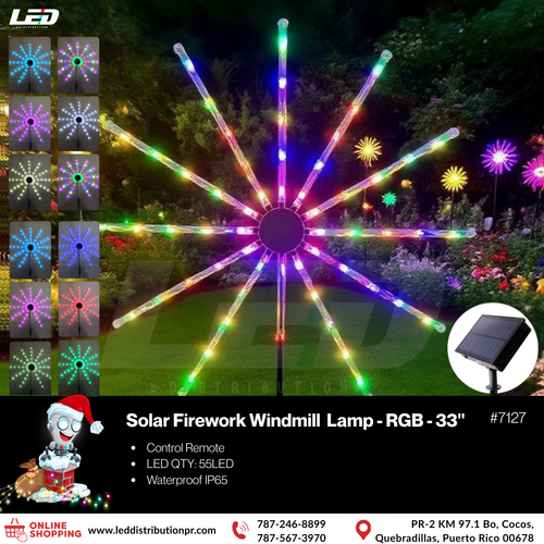 LED Solar RGB Firework LED Strip Lights Windmill Lamp 23