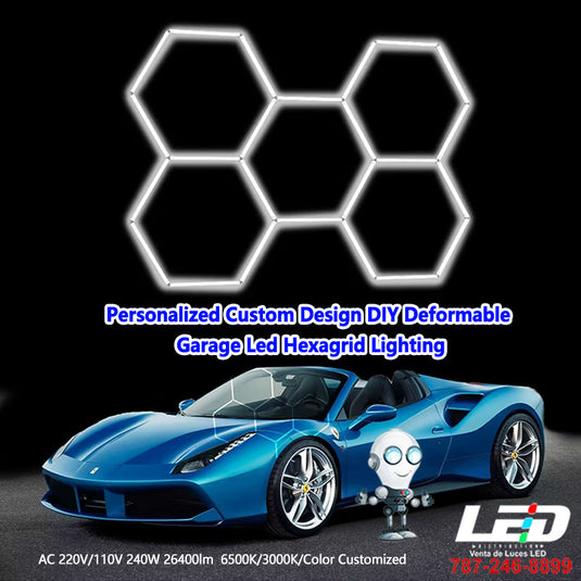 Garage LED Hexagrid Lighting 5 Size: 8ft*6ft