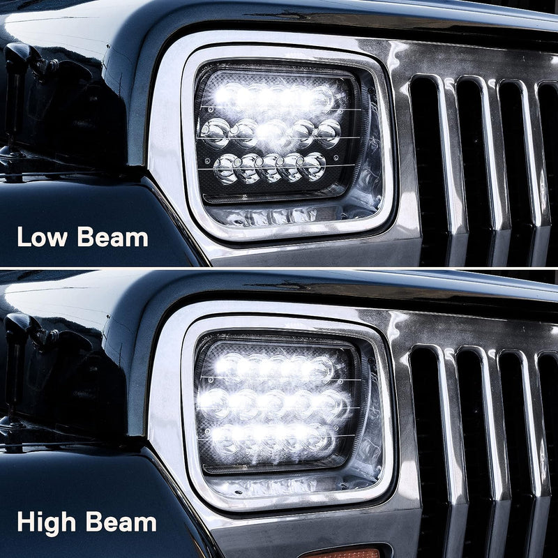 Load image into Gallery viewer, Black Pair 45w 7x6 5x7 Inch Headlights 6052 6054 H5054 H6054 H4 Hi/Low Sealed Beam #0513
