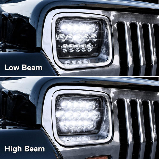 Black Pair 45w 7x6 5x7 Inch Headlights 6052 6054 H5054 H6054 H4 Hi/Low Sealed Beam