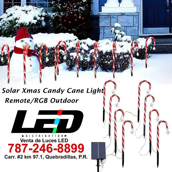 Christmas Pathway Lights Outdoor, Set of 8 15ft Solar Candy Cane Lights Holiday Garden #09