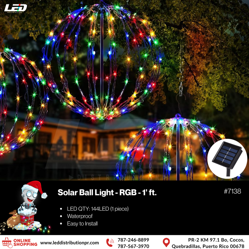 Load image into Gallery viewer, LED Christmas Solar Light 30cm 144LED RGB Ball (1pc) #7138
