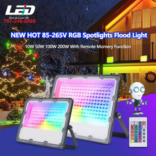LED Flood Light RGB MULTI-COLOR Outdoor IP65 Waterproof 10watt 50watt 100watt Outside Landscape Smart Remote Control