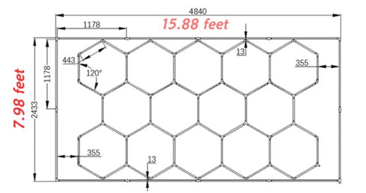 Car Detailing Ceiling Hexagon Led Light 8x16’ft