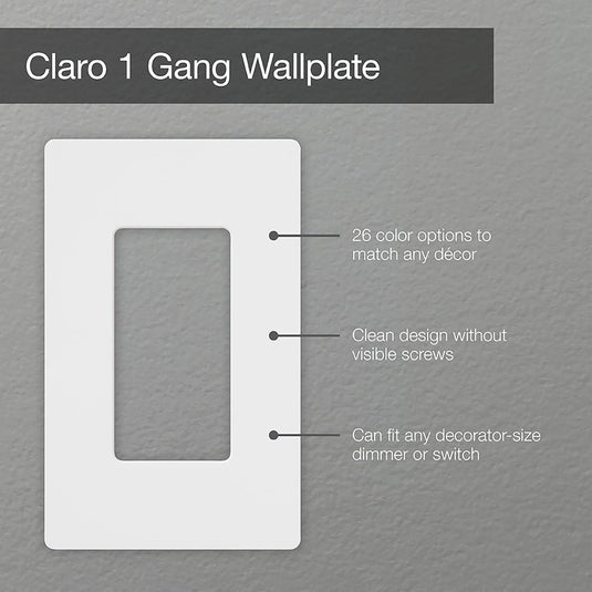 Lutron Claro 1 Gang Decorator/Rocker Wallplate, Gloss, White (1-Pack) |