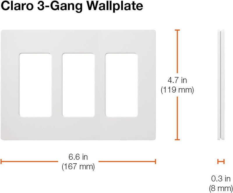 Load image into Gallery viewer, Lutron Claro 3 Gang Decorator/Rocker Wallplate, Gloss, White (1-Pack) |
