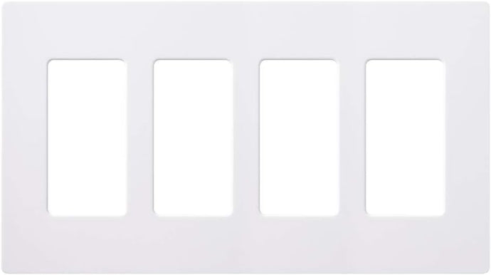 Lutron Claro 4 Gang Decorator/Rocker Wallplate, Gloss, White (1-Pack) | CW-4-WH