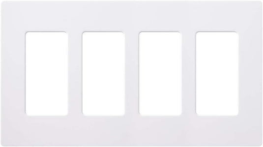 Lutron Claro 4 Gang Decorator/Rocker Wallplate, Gloss, White (1-Pack) | CW-4-WH