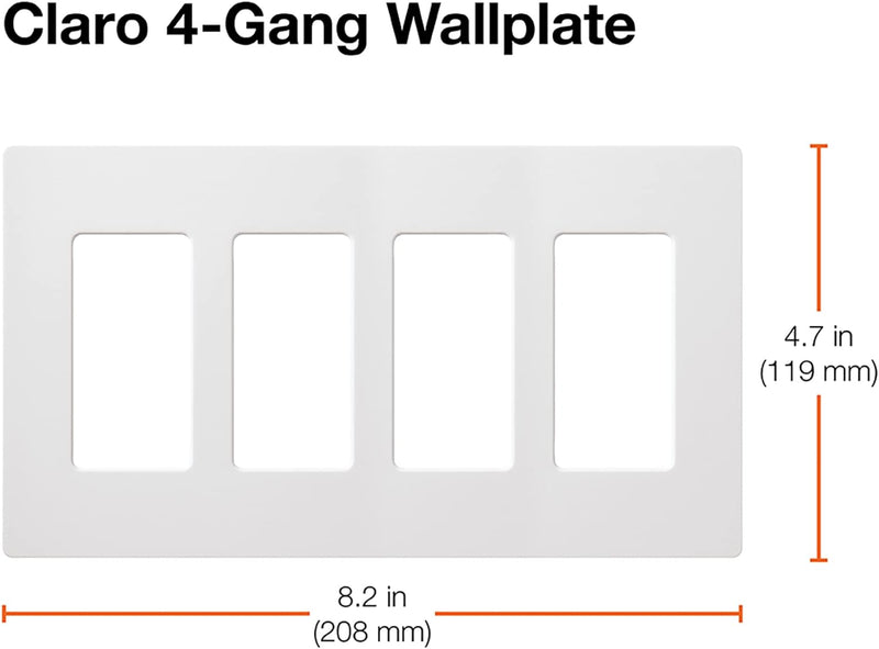 Load image into Gallery viewer, Lutron Claro 4 Gang Decorator/Rocker Wallplate, Gloss, White (1-Pack) | CW-4-WH
