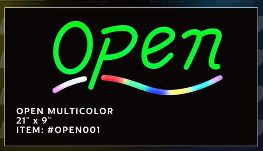 OPEN Sign Digital Neon Modern Ultra Bright LED with Remote Control Color 21*9 inch