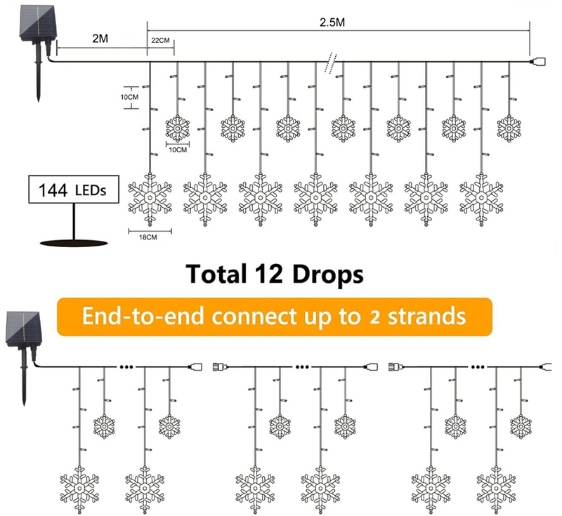 Load image into Gallery viewer, Solar String Light Snowflakes RGB + WW 2.5M 144LED #7120
