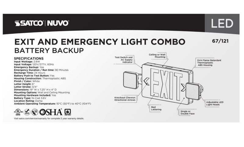 Load image into Gallery viewer, Combinatin Red Exit Sign/Emergency Light, 90 min Ni-Cad backup, 120/277V, Dual Head, Single/Dual Face, Universal Mounting
