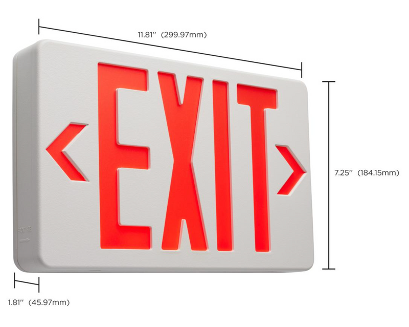 Load image into Gallery viewer, Red LED Exit Sign, 90 min Ni-Cad backup, 120/277V, Single/Dual Face, Universal Mounting
