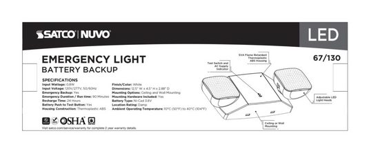 Emergency Light, 90min Ni-Cad backup, 120/277V, Dual Head, Universal Mounting