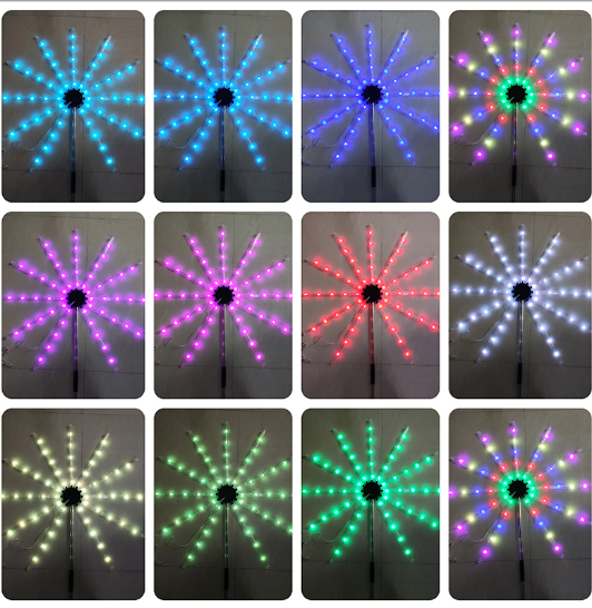 Load image into Gallery viewer, LED Solar RGB Firework LED Strip Lights Windmill Lamp 23&quot; #7127
