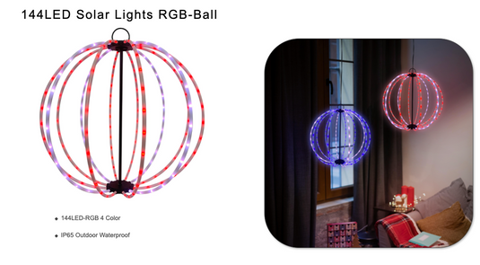 LED Christmas Solar Light 30cm 144LED RGB Ball (1pc) #7138