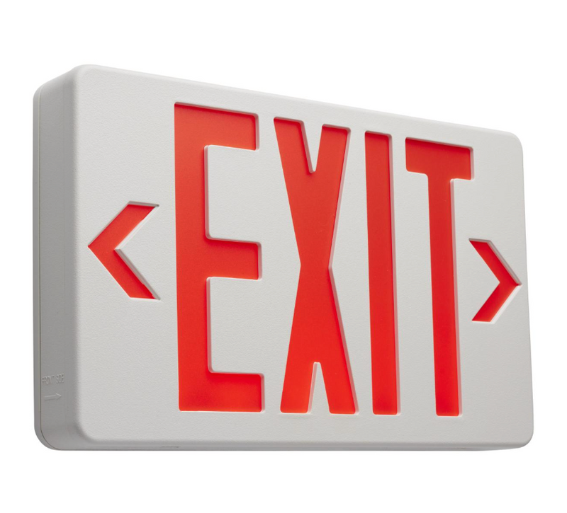 Load image into Gallery viewer, Red LED Exit Sign, 90 min Ni-Cad backup, 120/277V, Single/Dual Face, Universal Mounting
