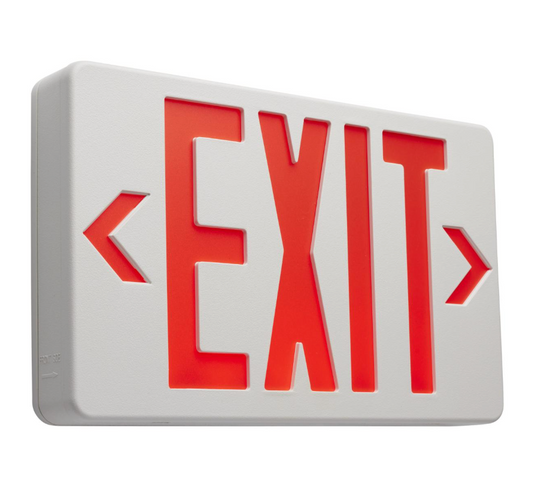 Red LED Exit Sign, 90 min Ni-Cad backup, 120/277V, Single/Dual Face, Universal Mounting
