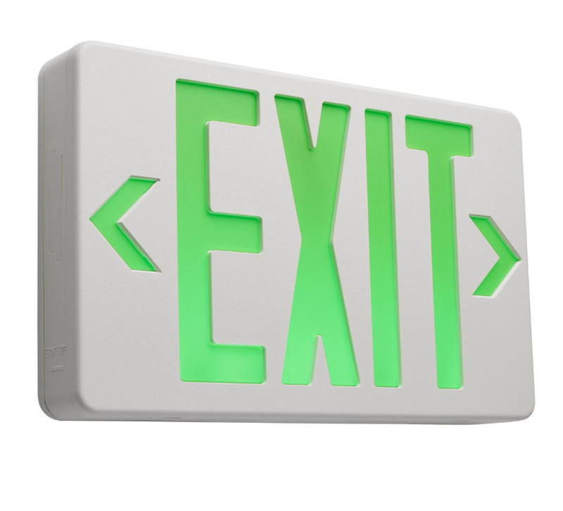Load image into Gallery viewer, Green LED Exit Sign, 90 min Ni-Cad backup, 120/277V, Single/Dual Face, Universal Mounting
