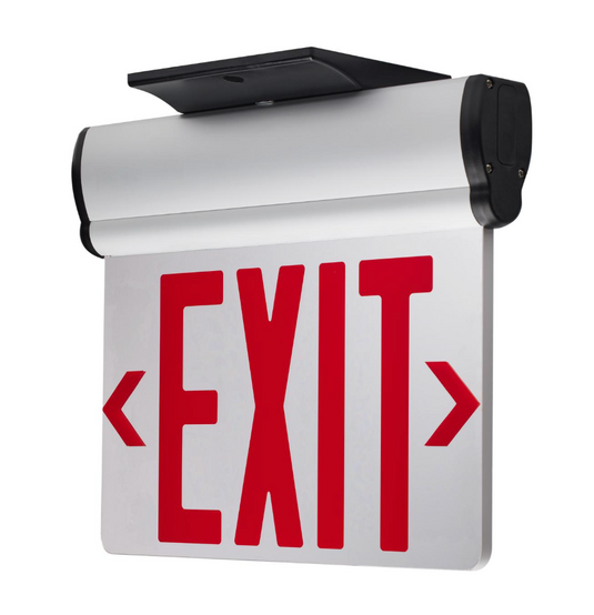 Red (Mirror) Edge Lit LED Exit Sign, 90min Ni-Cad backup, 120/277V, Dual Face, Top/Back/End Mount