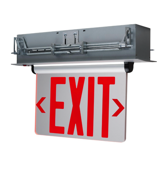 Red (Clear) Edge Lit LED Exit Sign; 3.14 Watts; Single Face; 120V/277 Volts; Clear Finish