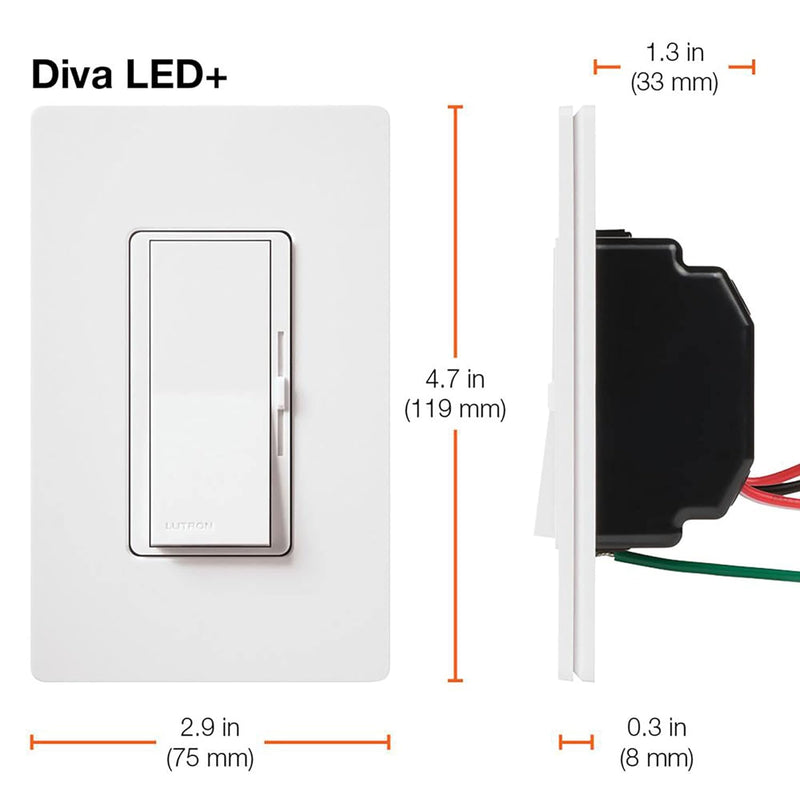 Load image into Gallery viewer, Lutron Diva LED+ Dimmer Switch for Dimmable LED, Halogen and Incandescent Bulbs, 150W/Single-Pole or 3-Way, DVCL-153P-WH, White
