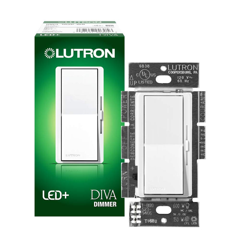 Load image into Gallery viewer, Lutron Diva LED+ Dimmer Switch for Dimmable LED, Halogen and Incandescent Bulbs, 150W/Single-Pole or 3-Way, DVCL-153P-WH, White
