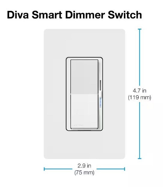 Load image into Gallery viewer, Diva Lutron Smart Dimmer Switch for Caseta Smart Lighting, 150-Watt LED, White (DVRF-6L-WH)
