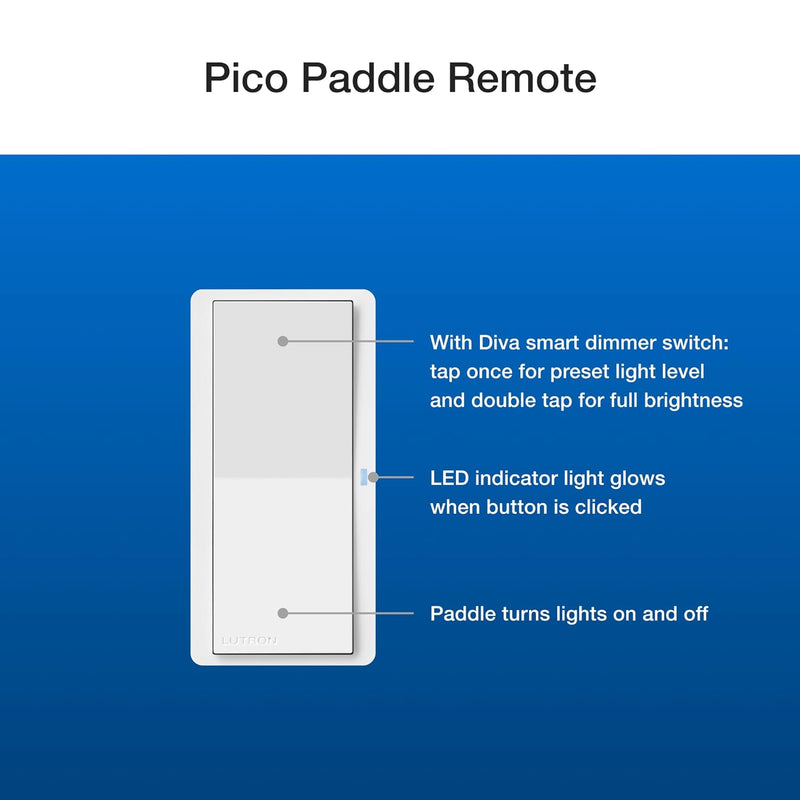 Load image into Gallery viewer, Lutron Diva Smart Dimmer Switch 3-Way Kit with Pico Paddle Remote and Wire Label Stickers | Compatible with Alexa, Apple Home, and The Google Assistant (Hub Required) | DVRF-PKG1D-WH | White
